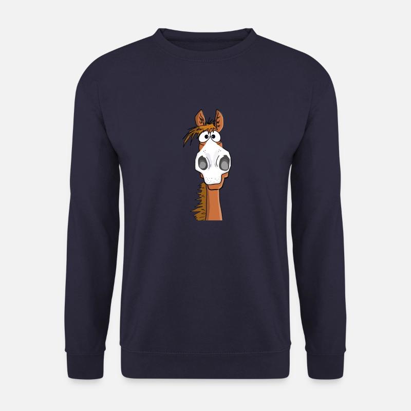 Verrücktes Pferd schaut überrascht - Unisex Pullover - Navy