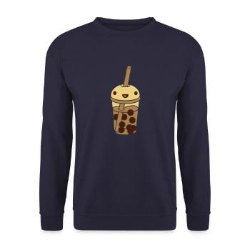 Anime Face Bubble Tea - Sweat-shirt Unisexe - marine - Devant - Alina (178cm) & Michal (187cm)