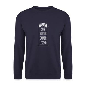 son brother gamer legend - Unisex Pullover - Navy - Vorne - Alina (178cm) & Michal (187cm)