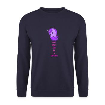 Licorne Restez calme - Sweat-shirt Unisexe - marine - Devant - Alina (178cm) & Michal (187cm)
