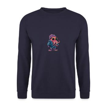 Oktopus Winter Comic - Unisex Pullover - Navy - Vorne - Alina (178cm) & Michal (187cm)