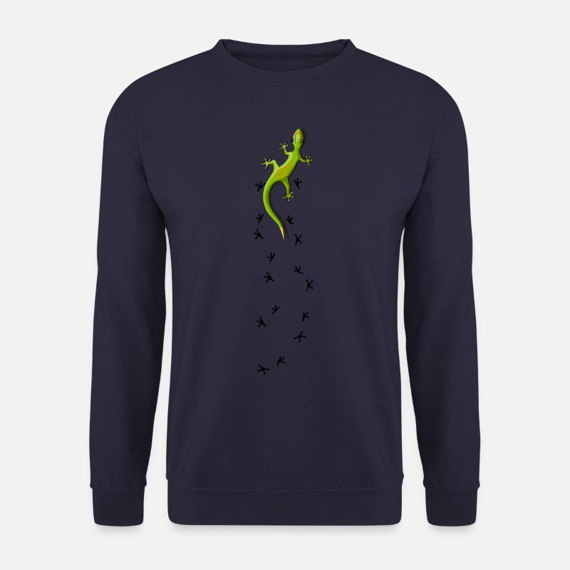 Gecko mit Spuren klettern krabbeln cooles Geschenk - Unisex Pullover - Navy