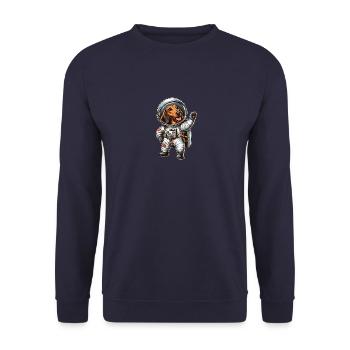Dachshund Astronaut Space Science Fiction - Unisex Sweatshirt - navy - Front - Alina (178cm) & Michal (187cm)