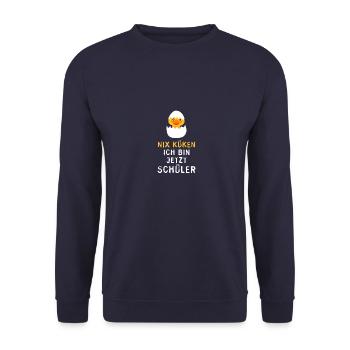 Küken Schüler Schule Einschulung 1. Klasse Quotes - Unisex Pullover - Navy - Vorne - Alina (178cm) & Michal (187cm)
