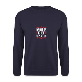 Brother Superhero - Unisex Sweatshirt - navy - Front - Alina (178cm) & Michal (187cm)