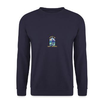 Buntglasfenster des Jakobswegs - Unisex Pullover - Navy - Vorne - Alina (178cm) & Michal (187cm)