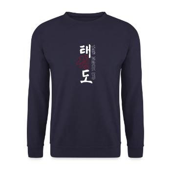 taekwondo martial arts shirt - Unisex Sweatshirt - navy - Front - Alina (178cm) & Michal (187cm)