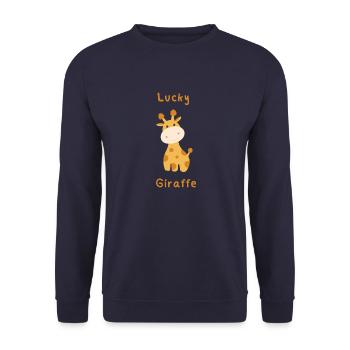 Girafe chanceuse - Sweat-shirt Unisexe - marine - Devant - Alina (178cm) & Michal (187cm)