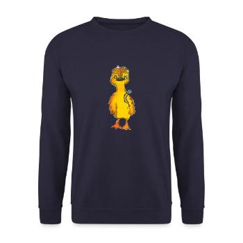 Entchen Malte mit Ring - Unisex Pullover - Navy - Vorne - Alina (178cm) & Michal (187cm)