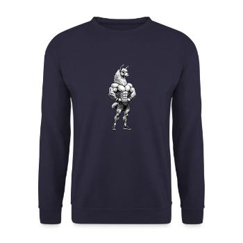 Llama Alpaga Muscle Fitness Musculateur - Sweat-shirt Unisexe - marine - Devant - Alina (178cm) & Michal (187cm)