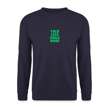 Parlez moins, souriez, plus vert foncé - Sweat-shirt Unisexe - marine - Devant - Alina (178cm) & Michal (187cm)