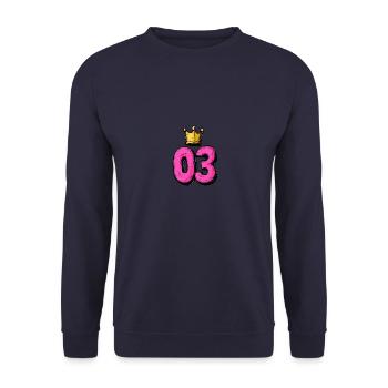 3 Zahl Trikot Krone - Unisex Pullover - Navy - Vorne - Alina (178cm) & Michal (187cm)