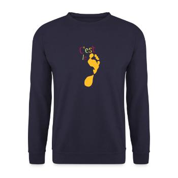 das mit dem Fuß - Unisex Pullover - Navy - Vorne - Alina (178cm) & Michal (187cm)