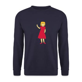 Mädchen Silhouette Peace Zeichen - Unisex Pullover - Navy - Vorne - Alina (178cm) & Michal (187cm)
