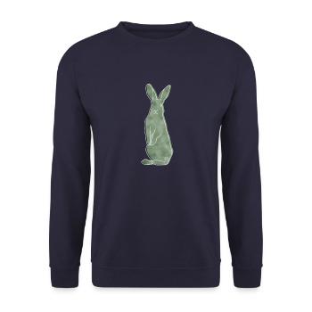 "Hase", Boho Line Art Design, Serie „Woods“ - Unisex Pullover - Navy - Vorne - Alina (178cm) & Michal (187cm)