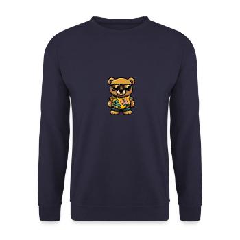 Bär Comic Cool Sommer - Unisex Pullover - Navy - Vorne - Alina (178cm) & Michal (187cm)
