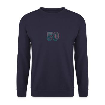 50. 50 YEARS. 50th ANNIVERSARY. 50TH ANNIVERSARY. - Unisex Sweatshirt - navy - Front - Alina (178cm) & Michal (187cm)