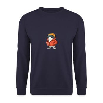 Robbe Tier Winter Comic - Unisex Pullover - Navy - Vorne - Alina (178cm) & Michal (187cm)