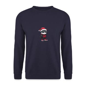 Chat Noël Cool Noël - Sweat-shirt Unisexe - marine - Devant - Alina (178cm) & Michal (187cm)