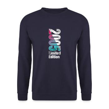 2005 Geburtstag - Endlich 18 - Unisex Pullover - Navy - Vorne - Alina (178cm) & Michal (187cm)
