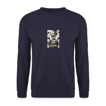 No Pain No Gain tshirt Clothing Gift Gym - Unisex Sweatshirt - navy - Front - Alina (178cm) & Michal (187cm)