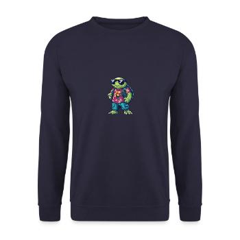 Turtle Comic Cool Summer - Unisex Sweatshirt - navy - Front - Alina (178cm) & Michal (187cm)