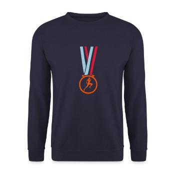 Leichtathletik Sprintmeistermedaille - Unisex Pullover - Navy - Vorne - Alina (178cm) & Michal (187cm)