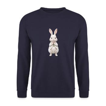 Niedlicher Hase weiss 6 - Unisex Pullover - Navy - Vorne - Alina (178cm) & Michal (187cm)