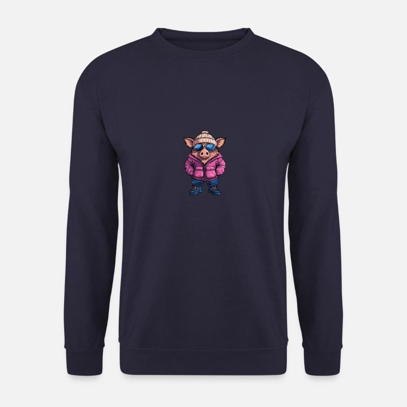 Schwein Winter Comic Wildschwein - Unisex Pullover - Navy