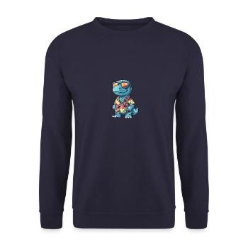 Dinosaurier brontosaurus Sommer - Unisex Pullover - Navy - Vorne - Alina (178cm) & Michal (187cm)