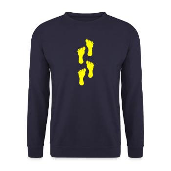 yellow left foot walk - Unisex Sweatshirt - navy - Front - Alina (178cm) & Michal (187cm)