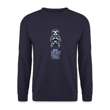 Muay Thai Kickboxen und Thaiboxen Faultier - Unisex Pullover - Navy - Vorne - Alina (178cm) & Michal (187cm)