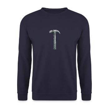 Low Poly Hammer - Artisan Tool - Unisex Sweatshirt - navy - Front - Alina (178cm) & Michal (187cm)