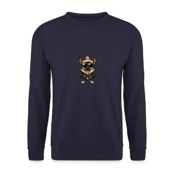 Berger allemand Bande dessinée d’hiver - Sweat-shirt Unisexe - marine - Devant - Alina (178cm) & Michal (187cm)