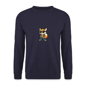 Fuchs Comic Cool Sommer - Unisex Pullover - Navy - Vorne - Alina (178cm) & Michal (187cm)