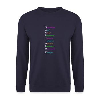 SAGITTAIRE Sympathique Actif Génial Indépendant - Sweat-shirt Unisexe - marine - Devant - Alina (178cm) & Michal (187cm)