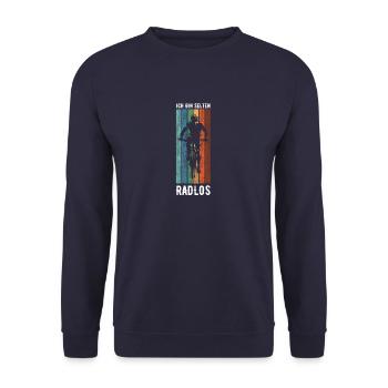 Mountainbike - Ich bin selten Radlos - Unisex Pullover - Navy - Vorne - Alina (178cm) & Michal (187cm)