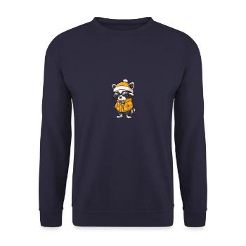Raccoon Winter - Unisex Sweatshirt - navy - Front - Alina (178cm) & Michal (187cm)