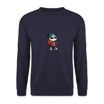 Panda Winter Comic - Unisex Pullover - Navy - Vorne - Alina (178cm) & Michal (187cm)