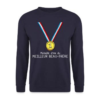 T-shirt Médaille d'or du meilleur beau-frère - Sweat-shirt Unisexe - marine - Devant - Alina (178cm) & Michal (187cm)
