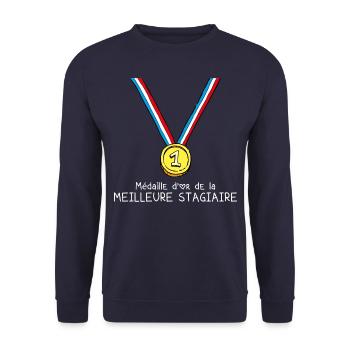 T-shirt Médaille d'or de la meilleure stagiaire - Sweat-shirt Unisexe - marine - Devant - Alina (178cm) & Michal (187cm)