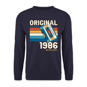 37e anniversaire mari octobre millésime 1986 cassette - Sweat-shirt Unisexe - marine - Devant - Alina (178cm) & Michal (187cm)