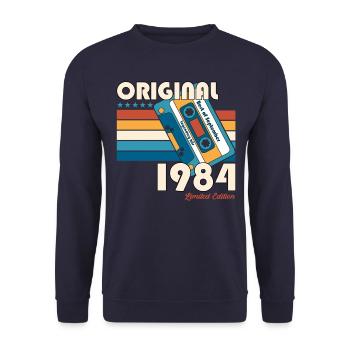 40ème Anniversaire Millésime Septembre 1984 Cassette 84 - Sweat-shirt Unisexe - marine - Devant - Alina (178cm) & Michal (187cm)