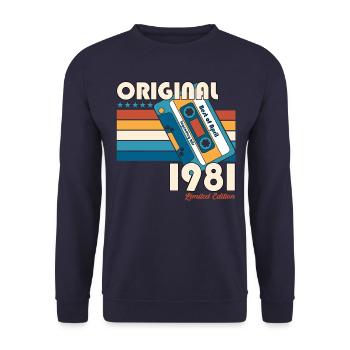 44th Birthday Cassette April 1981 - Unisex Sweatshirt - navy - Front - Alina (178cm) & Michal (187cm)