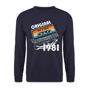 44th Birthday Cassette April 1981 - Unisex Sweatshirt - navy - Front - Alina (178cm) & Michal (187cm)