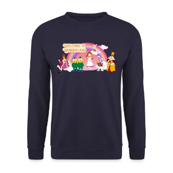 Alice Au Pays Des Merveilles Monde Fantastique - Sweat-shirt Unisexe - marine - Devant - Alina (178cm) & Michal (187cm)