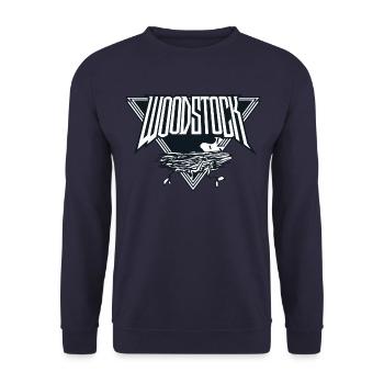 Peanuts Woodstock Musik Logo - Unisex Pullover - Navy - Vorne - Alina (178cm) & Michal (187cm)