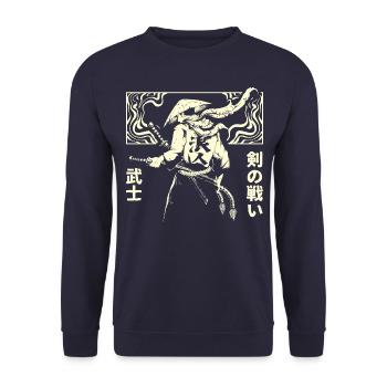 Japanese Warrior Sword Samurai - Unisex Sweatshirt - navy - Front - Alina (178cm) & Michal (187cm)