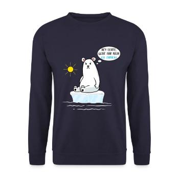 Klimawandel Umweltschutz Erderwärmung Eisbär - Unisex Pullover - Navy - Vorne - Alina (178cm) & Michal (187cm)