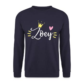 Couronne de nom Zoey - Sweat-shirt Unisexe - marine - Devant - Alina (178cm) & Michal (187cm)